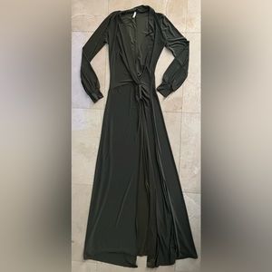 SJ Style Olive Long Sleeve High Slit on Thigh Dress